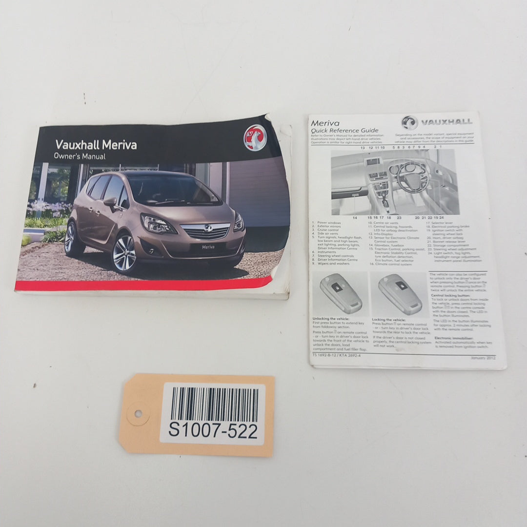 Книжка упътване английски език English Opel Vauxhall Meriva B