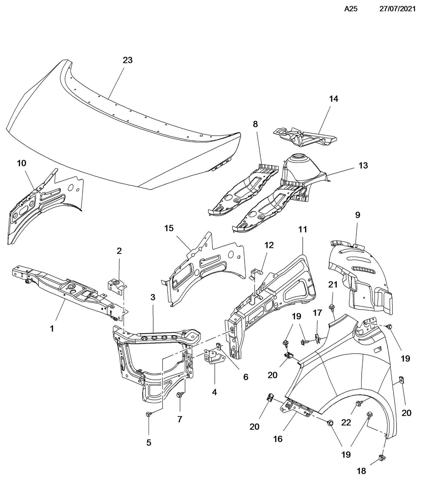 Калник преден ляв Z40W GJM кафяво Opel Meriva B