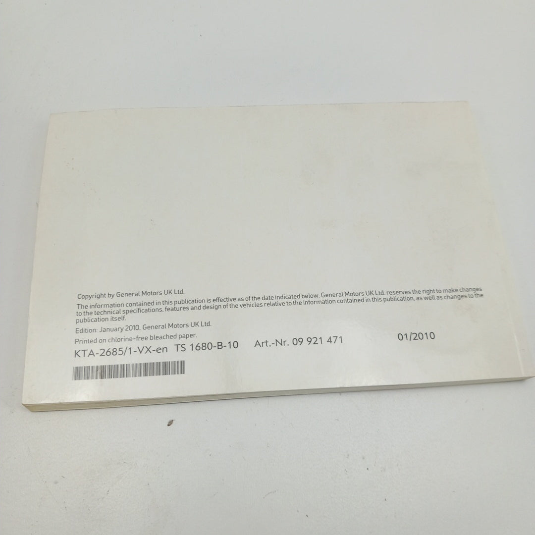 Книжка упътване Английски Vauxhall Opel Astra J